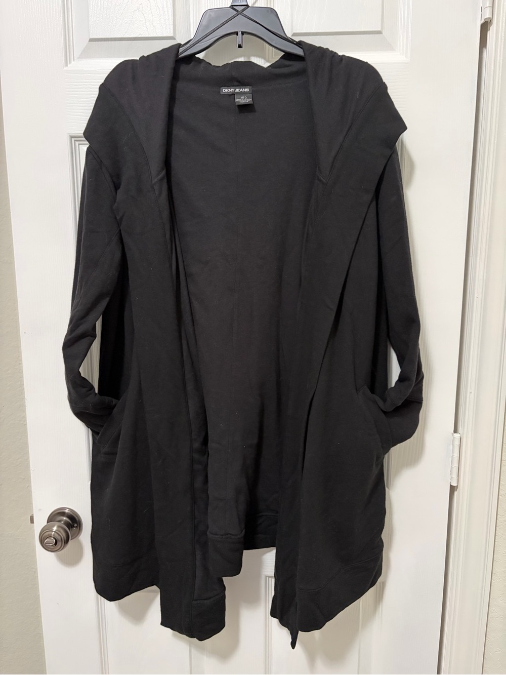 DKNY Black Hooded Open-Front Women's Cardigan